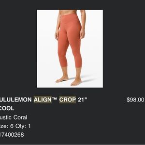 lululemon align crop leggings 21”